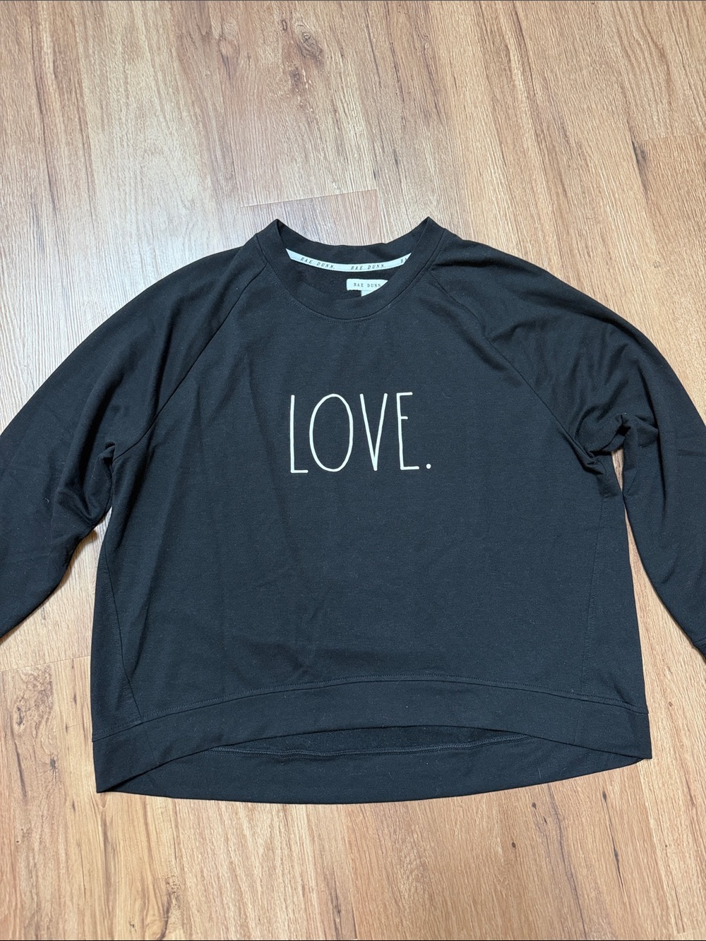 Rae Dunn Black Crewneck Sweatshirt with LOVE. Print